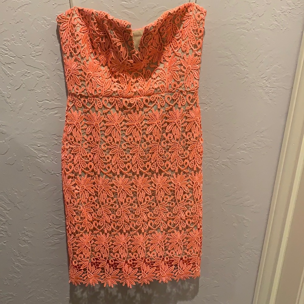 Coral strapless dress